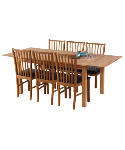 Oak Extendable Dining Table and 6 Oak