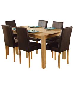 Oxford Oak Extendable Dining Table and 6 Brown