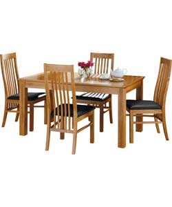 Schreiber Windsor Oak Finish Dining Table and 4 Slatted