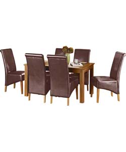 Schreiber Windsor Oak Finish Dining Table and 6