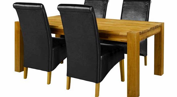 Schreiber Woburn Oak Dining Table and 4 Black