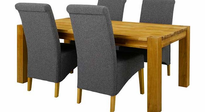 Schreiber Woburn Oak Dining Table and 4 Charcoal
