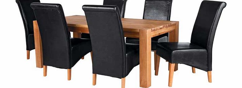 Schreiber Woburn Oak Dining Table and 6 Black