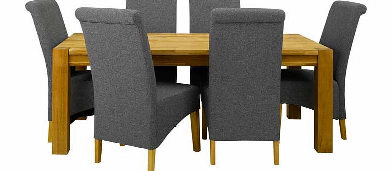 Schreiber Woburn Oak Dining Table and 6 Charcoal