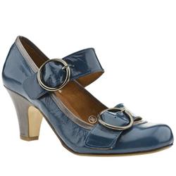 Female Alba 2 Buckle Court Patent Patent Upper Low Heel Shoes in Turquoise
