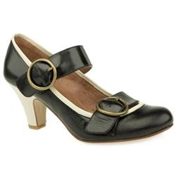 Schuh Female Alba Dbl Buckle Bar Leather Upper Low Heel Shoes in Black