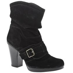 Schuh Female Baker Platform Buckle Suede Upper in Black, Brown