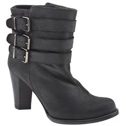 Schuh Female Baker Rand 3 Buckle Leather Upper in Black, Dark Brown