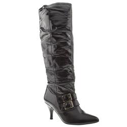 Schuh Female Bary 2 Buckle Knee Leather Upper in Black, Burgundy, Tan