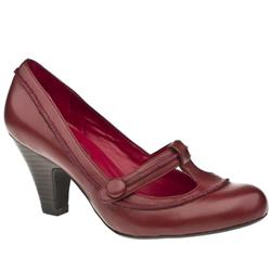 Female Basil T-bar Leather Upper Low Heel in Red