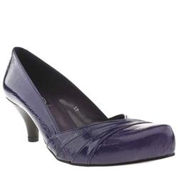 Schuh Female Boat Panel Court Patent Upper Low Heel in Blue
