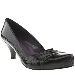 Female Boat Panel Court Patent Upper Low Heel Shoes in Black, Blue