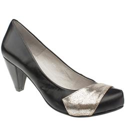 Schuh Female Bob Flash Court Leather Upper Low Heel in Black and Silver, Purple