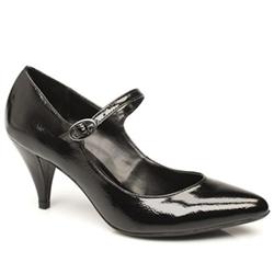 Female Brady Bar Court Patent Upper Low Heel Shoes in Black