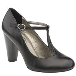 Schuh Female Bramley Cut Out T-Bar Leather Upper Evening in Black, Tan