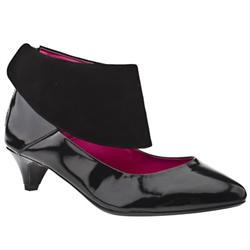 Female Bright Cuff Shoe Patent Patent Upper Low Heel Shoes in Black
