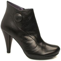 Schuh Female Capri Button Ank Leather Upper in Black, Tan