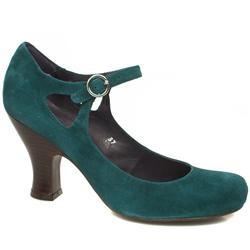 Schuh Female Capricorn Bar Cut Out Suede Upper Low Heel in Green