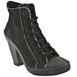 Female Carrie Lace Up Ankle Fabric Upper Casual in Black