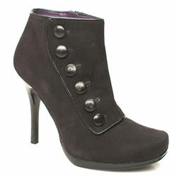 Schuh Female Costu Pf Buttons Ank Suede Upper in Black, Burgundy