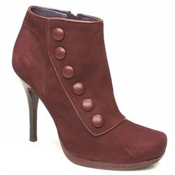 Schuh Female Costu Pf Buttons Ank Suede Upper in Burgundy