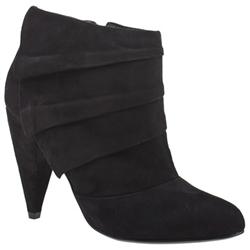 Schuh Female Farrah Pleat Ankle Boot Suede Upper in Black
