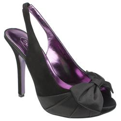 Schuh Female Flower Bow Slingback Suede Upper Evening in Black, Red