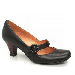 Female Hob Buckle Bar Leather Upper Back To School in Black