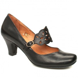 Schuh Female Hob Cut-Out Bar Leather Upper Back To School in Black