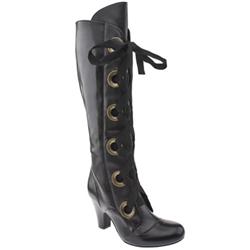 Schuh Female Karina Large Eyelet Knee Leather Upper in Black, Dark Brown