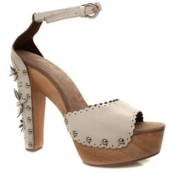 Schuh Female Kassi Flower Wood Pf Leather Upper Evening in White