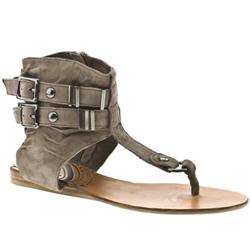 Female Keeley Buckle Sandal Boot Suede Upper in Grey