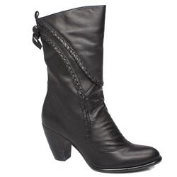 Schuh Female Kimmy Whipstitch Boot Leather Upper Casual in Black, Tan