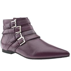 Female Lella 4 Buckle Ankle Leather Upper Ankle Boots in Purple