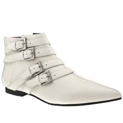 Schuh Female Lella 4 Buckle Ankle Leather Upper Ankle Boots in White