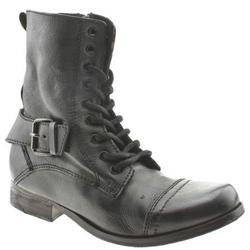 Schuh Female Maron Military Boot Leather Upper Casual in Black, Light Grey, Tan
