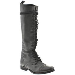 Schuh Female Maron Military Lace Knee Leather Upper Casual in Black
