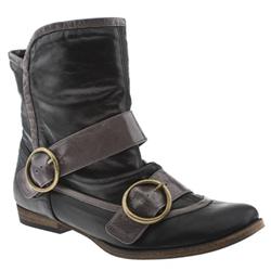 Female Messi Rand 2 Buckle Ankle Leather Upper Casual in Black and Grey, Tan