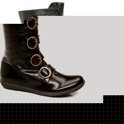 Schuh Female Motorista Buckle Calf Leather Upper Casual in Black, Dark Brown