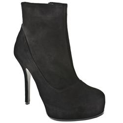 Schuh Female Pandora Platform Ankle Boot Suede Upper in Black, Blue