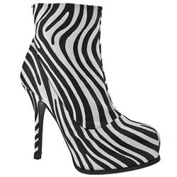 Schuh Female Pandora Platform Zebra Leather Upper in White and Black