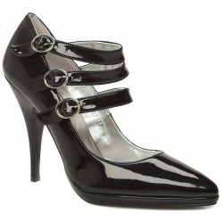 Schuh Female Psycho Pf 3-Strap Patent Upper Evening in Black, Purple