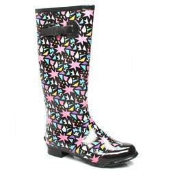 Schuh Female Rain Geometric Welly Manmade Upper Alternative in Black