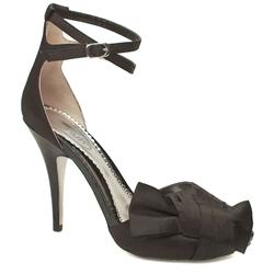 Schuh Female Reed Knot Bow Sandal Fabric Upper Evening in Black, Silver