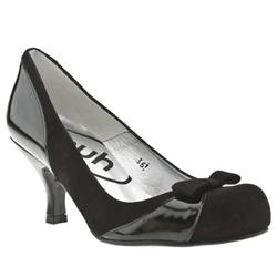 Female Roche Panel Bow Court Suede Upper Low Heel Shoes in Black