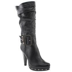Female Ruby Stud Buckle Boot Leather Upper in Black, Tan
