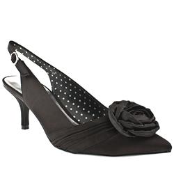 Female Sadie Rose Slingback Fabric Upper Low Heel Shoes in Black, Stone