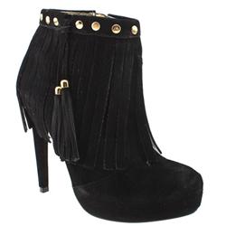 Female Scorpio Stud Fringe Ankle Suede Upper in Black, Tan
