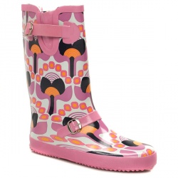 Schuh Female Splash Retro Welly Manmade Upper Casual in Pink