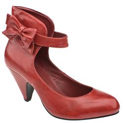 Female Sugar High Side Bow Manmade Upper Low Heel in Red